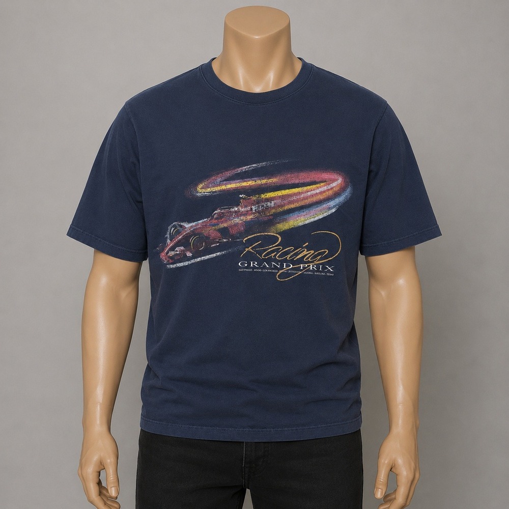 Kith Racing Grand Prix Graphic Tee Mens Large Navy Blue F1 Streetwear Shirt